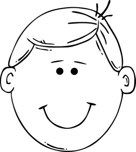 Simple Line Drawing of a Smiling Boy's Face with Short Hair Clipart Illustration