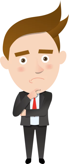 Thoughtful Business Professional in Dark Suit Cartoon Character Clipart