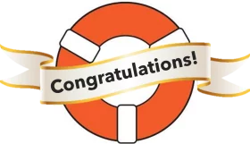 Celebratory Life Ring with Congratulations Banner Achievement Award Clipart