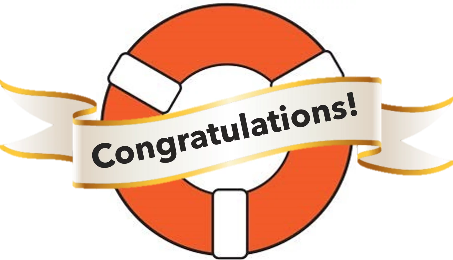 Celebratory Life Ring with Congratulations Banner Achievement Award Clipart