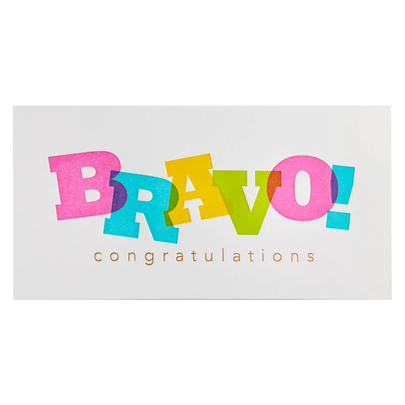 Colorful Bravo Congratulations Celebration Card Clipart with Vibrant Letters