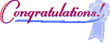 Elegant Cursive Congratulations Text with Blue Ribbon Celebration Clipart