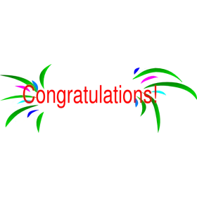 Festive Congratulations Text with Tropical Green Leaves Celebration Clipart