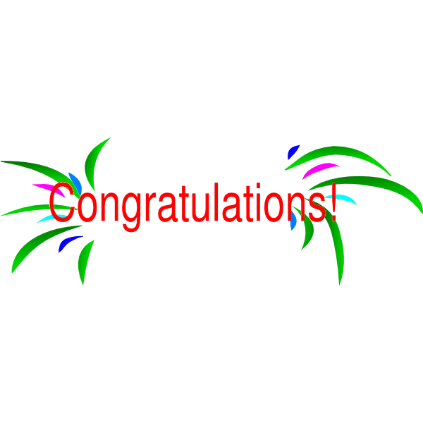 Festive Congratulations Text with Tropical Green Leaves Celebration Clipart