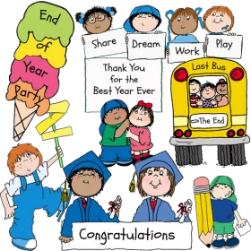 School Days Congratulations End of Year Celebration Children Graduation Clipart