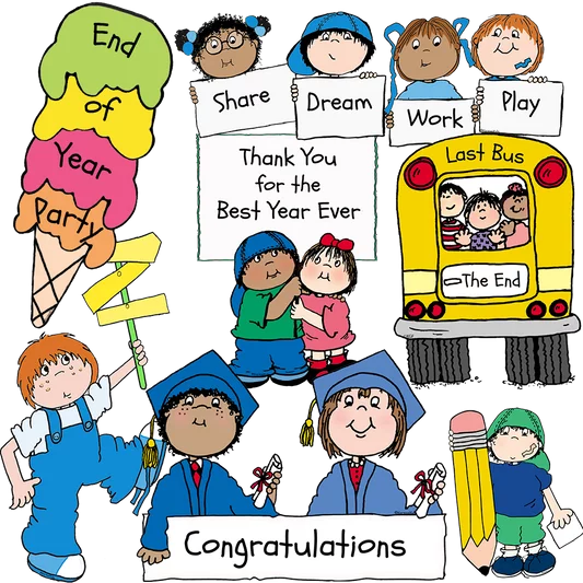 School Days Congratulations End of Year Celebration Children Graduation Clipart