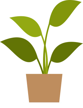 Simple Green Plant in Brown Pot Indoor Houseplant Decorative Foliage Clipart