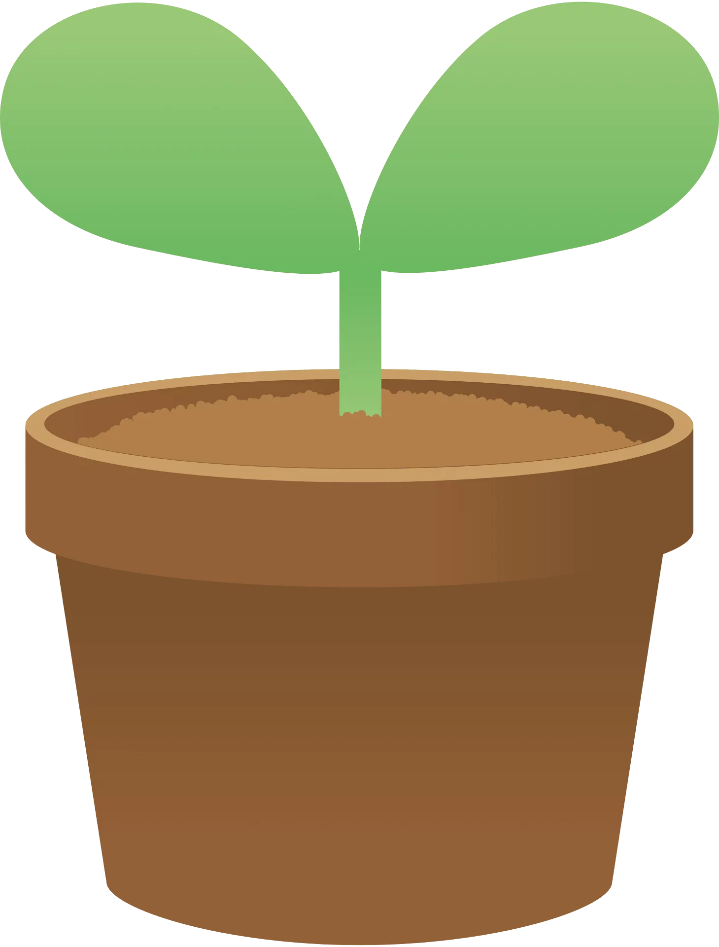 Small Green Seedling Growing in Brown Pot - Botanical Gardening Clipart Illustration