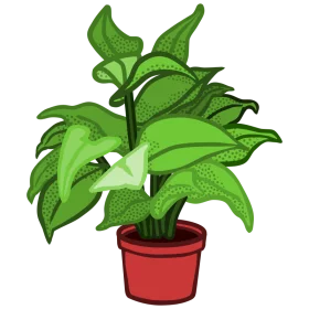 Vibrant Green Potted Decorative Houseplant Clipart with Lush Foliage Illustration