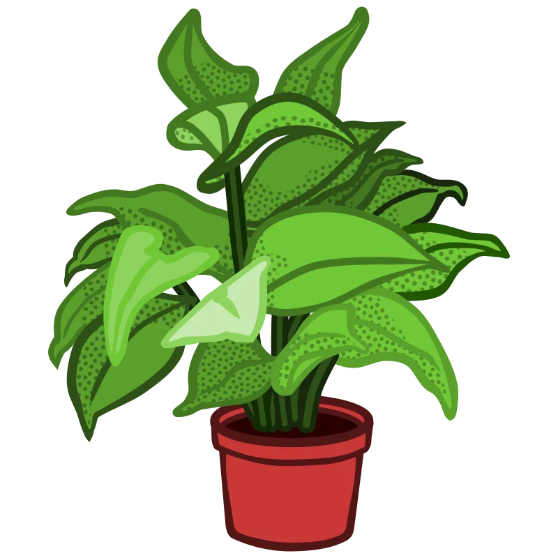 Vibrant Green Potted Decorative Houseplant Clipart with Lush Foliage Illustration