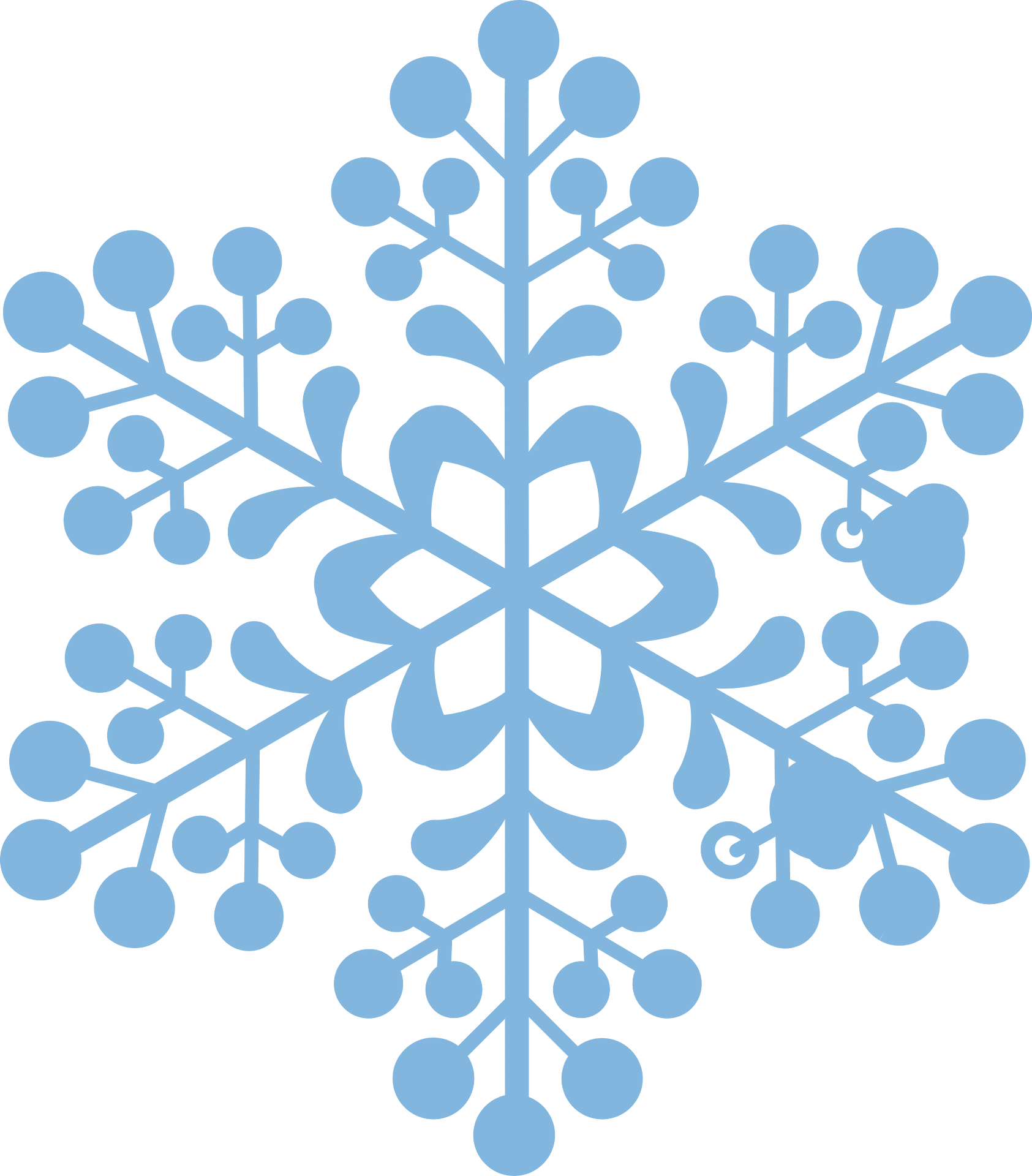 Elegant Blue Snowflake Winter Holiday Seasonal Decorative Clipart Design