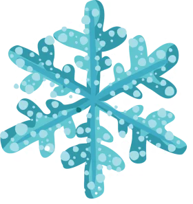 Elegant Turquoise Winter Snowflake with Bubble Design - Seasonal Holiday Clipart