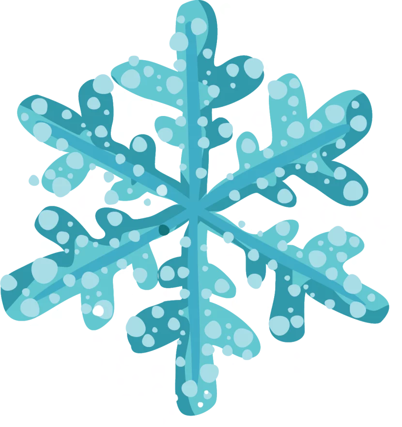 Elegant Turquoise Winter Snowflake with Bubble Design - Seasonal Holiday Clipart