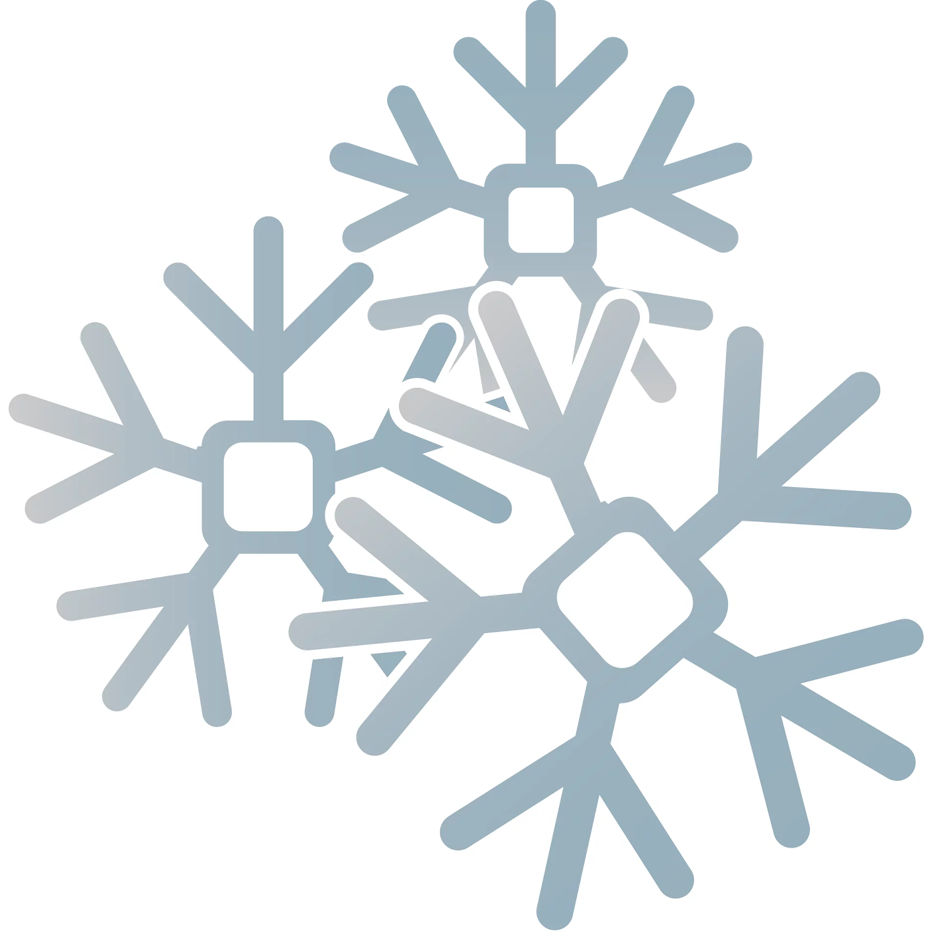 Elegant Winter Snowflake Crystal Formation Blue-Gray Seasonal Clipart Design