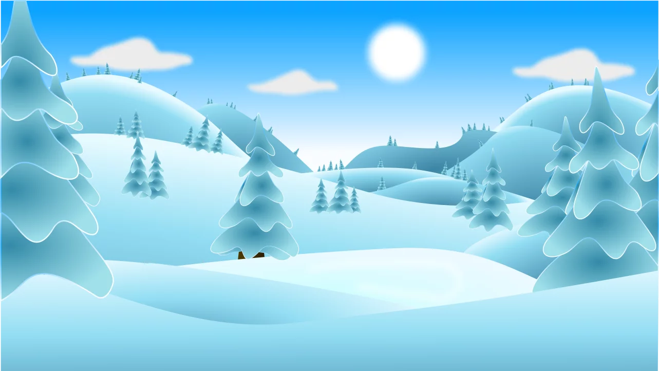 Serene Winter Wonderland Snow Scene with Evergreen Forest Landscape Clipart