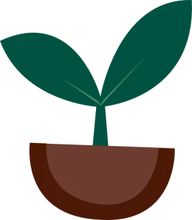 Simple Green Seedling Sprout in Brown Pot - Minimalist Plant Growth Clipart