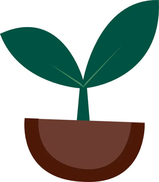 Simple Green Seedling Sprout in Brown Pot - Minimalist Plant Growth Clipart