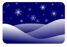 Tranquil Winter Night Snowfall Over Rolling Hills Landscape Clipart Illustration