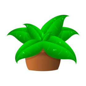 Vibrant Green Houseplant with Glossy Leaves in Brown Pot Decorative Clipart Illustration