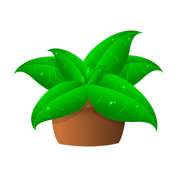 Vibrant Green Houseplant with Glossy Leaves in Brown Pot Decorative Clipart Illustration