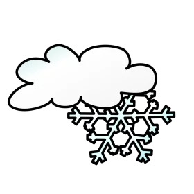 Winter Cloud with Falling Snowflake Black and White Weather Clipart Illustration