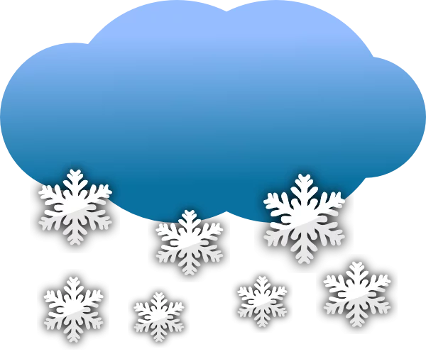 Winter Weather Blue Cloud with Falling Snowflakes Seasonal Winter Clipart Illustration