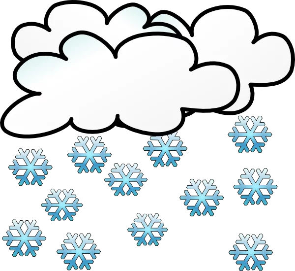 Winter Weather Clouds with Falling Snowflakes Seasonal Weather Clipart Illustration