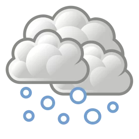 Winter Weather Precipitation Clipart with Fluffy Clouds and Falling Snow or Rain