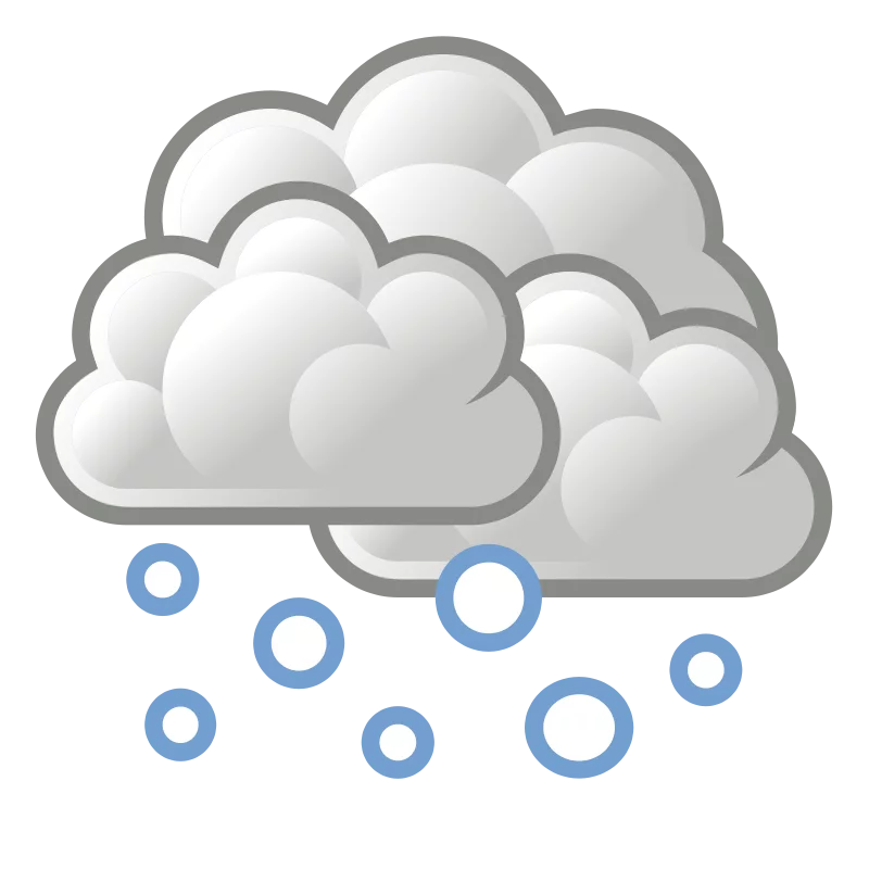 Winter Weather Precipitation Clipart with Fluffy Clouds and Falling Snow or Rain