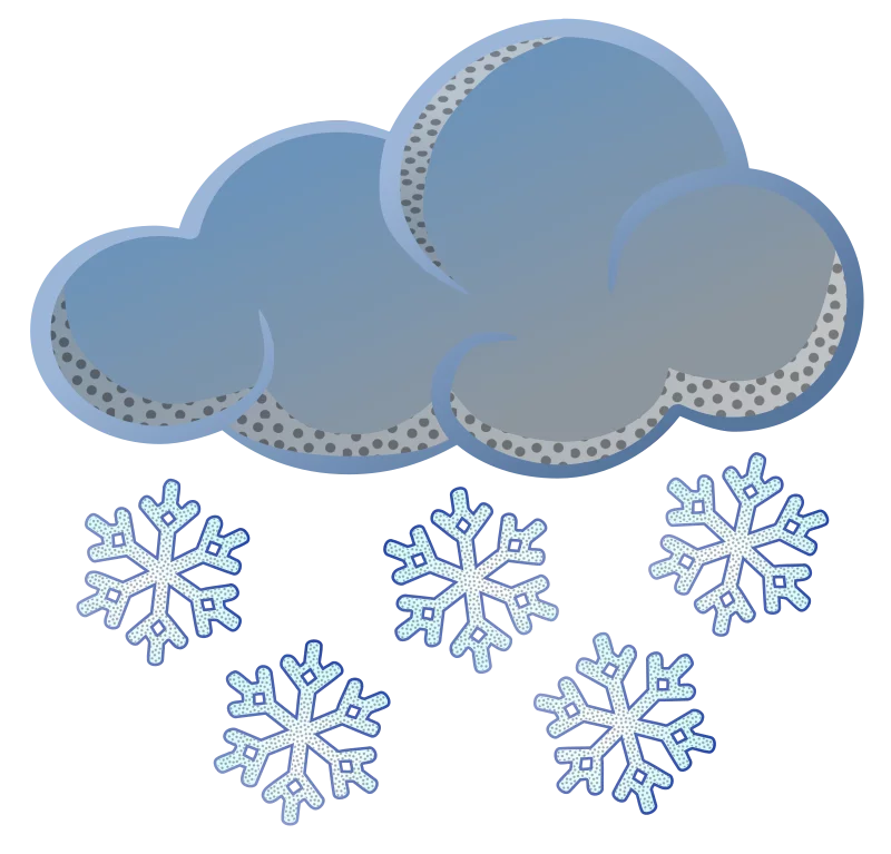 Winter Weather Snowfall Cloud with Falling Snowflakes Seasonal Meteorology Clipart