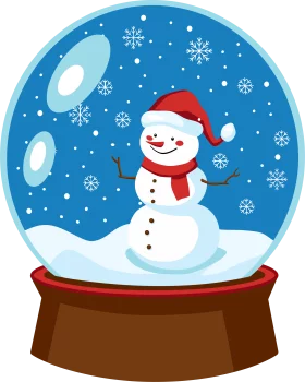 Winter Wonderland Snowman in Snow Globe Decorative Holiday Festive Clipart