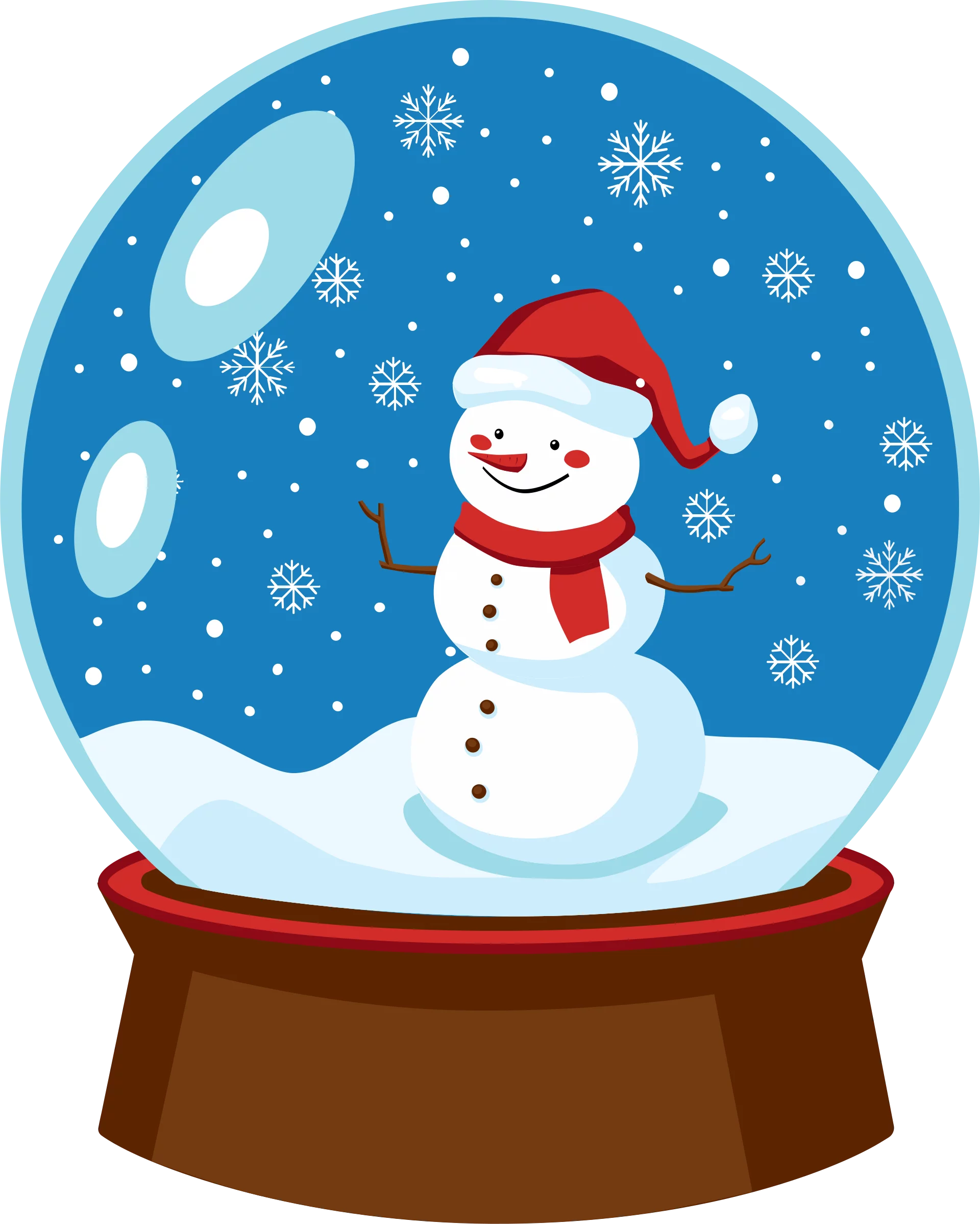 Winter Wonderland Snowman in Snow Globe Decorative Holiday Festive Clipart