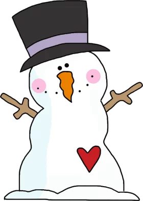 Adorable Snowman with Top Hat and Heart Decoration Winter Festive Clipart