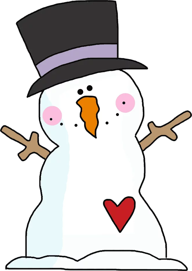 Adorable Snowman with Top Hat and Heart Decoration Winter Festive Clipart