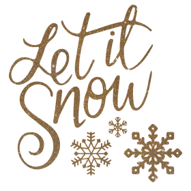 Elegant Gold Let it Snow Winter Holiday Typography with Snowflakes Clipart