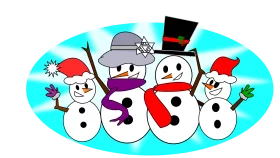 Festive Winter Snowman Family Holiday Celebration Cartoon Clipart Illustration