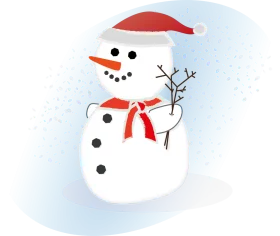 Festive Winter Snowman with Santa Hat and Red Scarf Holiday Season Clipart Illustration