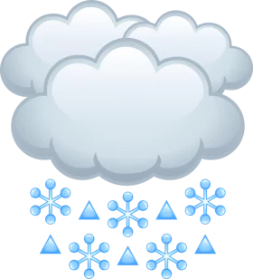 Fluffy Clouds with Falling Snowflakes Winter Weather Scene Clipart Illustration