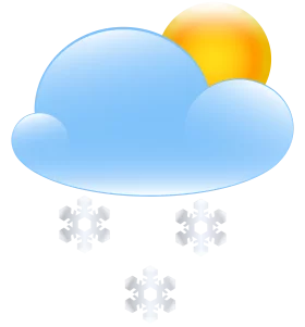 Partly Sunny Weather with Snowflakes Falling from Cloud Clipart Weather Icon