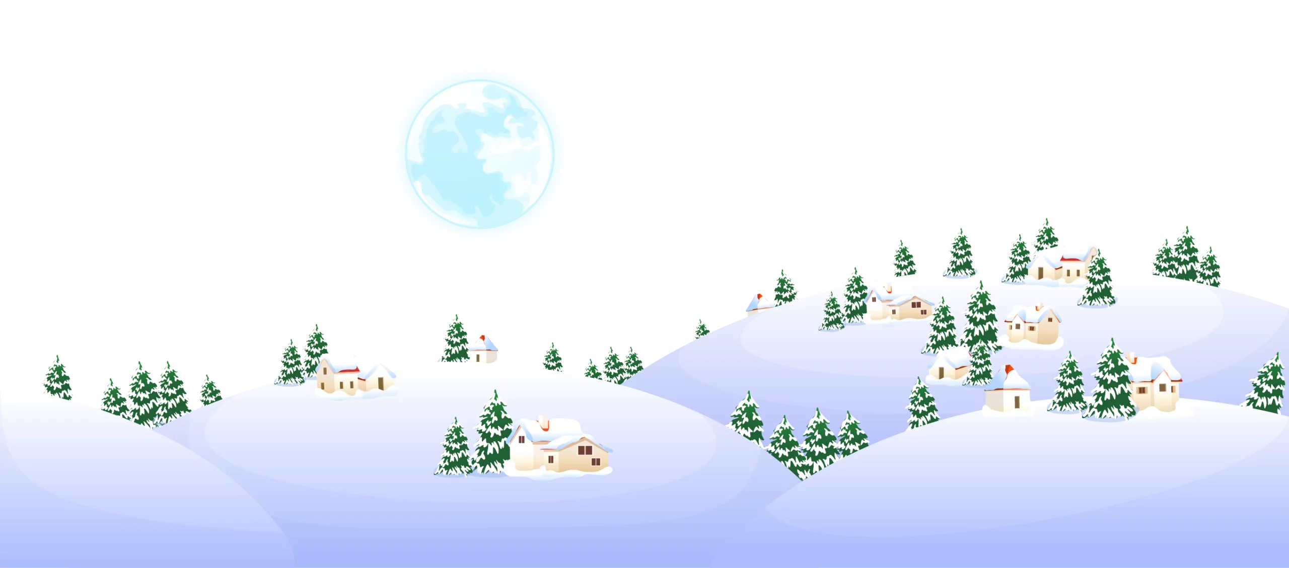 Serene Winter Wonderland Snowy Hillside with Pine Trees Nature Landscape Clipart