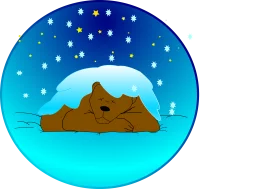 Sleeping Bear Under Snow Blanket Winter Scene Hibernation Nature Clipart