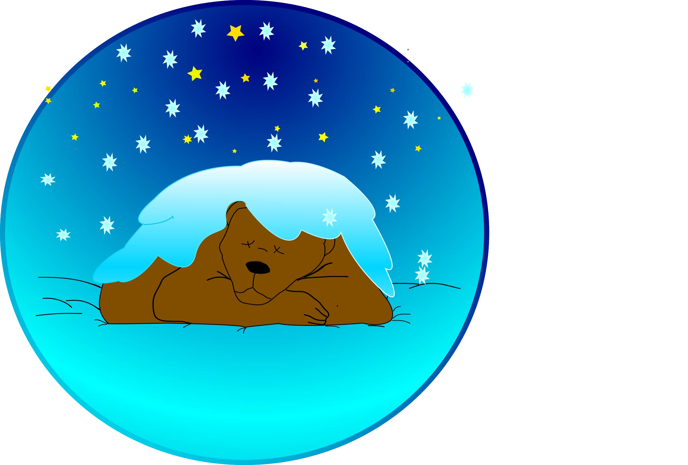 Sleeping Bear Under Snow Blanket Winter Scene Hibernation Nature Clipart