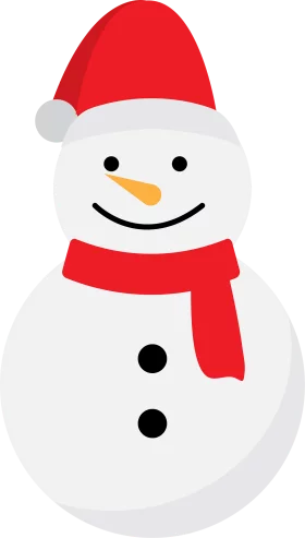 Cheerful Festive Winter Snowman Clipart with Red Santa Hat and Scarf