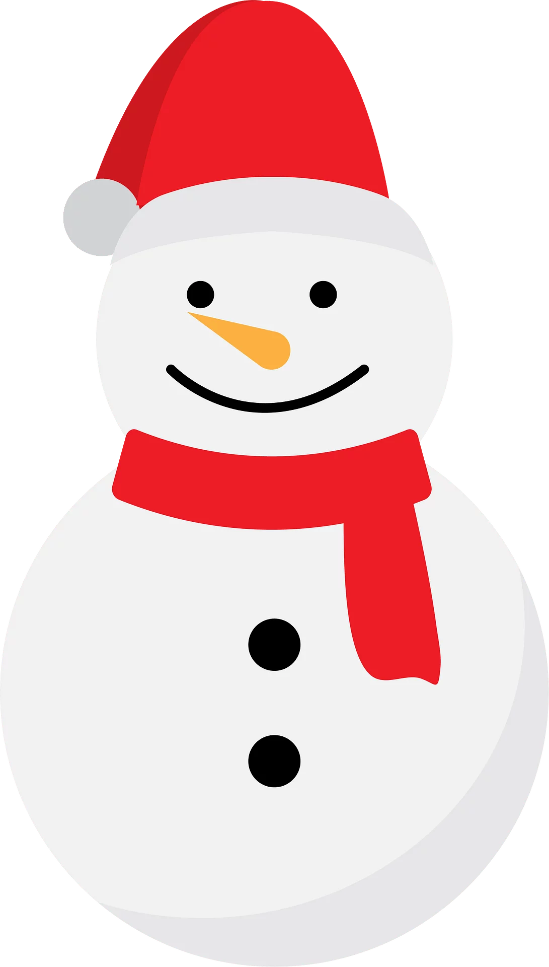 Cheerful Festive Winter Snowman Clipart with Red Santa Hat and Scarf