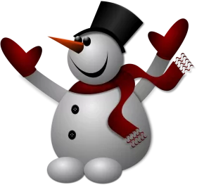 Cheerful Winter Snowman Clipart with Red Scarf and Mittens Illustration