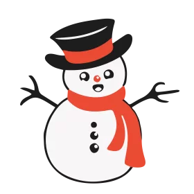 Cheerful Winter Wonderland Snowman Clipart with Adorable Cartoon Style