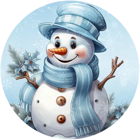 Cheerful Winter Wonderland Snowman Clipart with Festive Blue Accessories