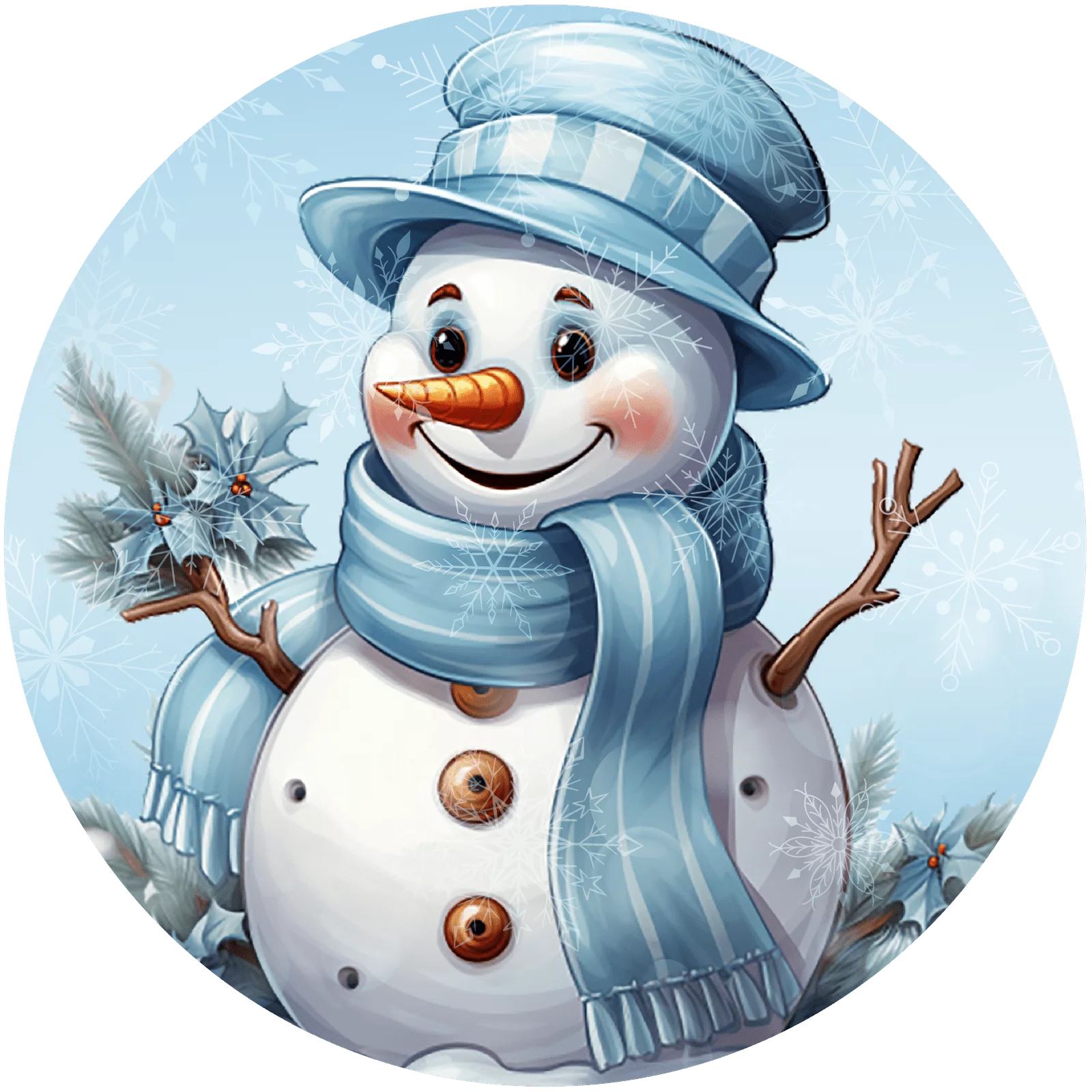 Cheerful Winter Wonderland Snowman Clipart with Festive Blue Accessories