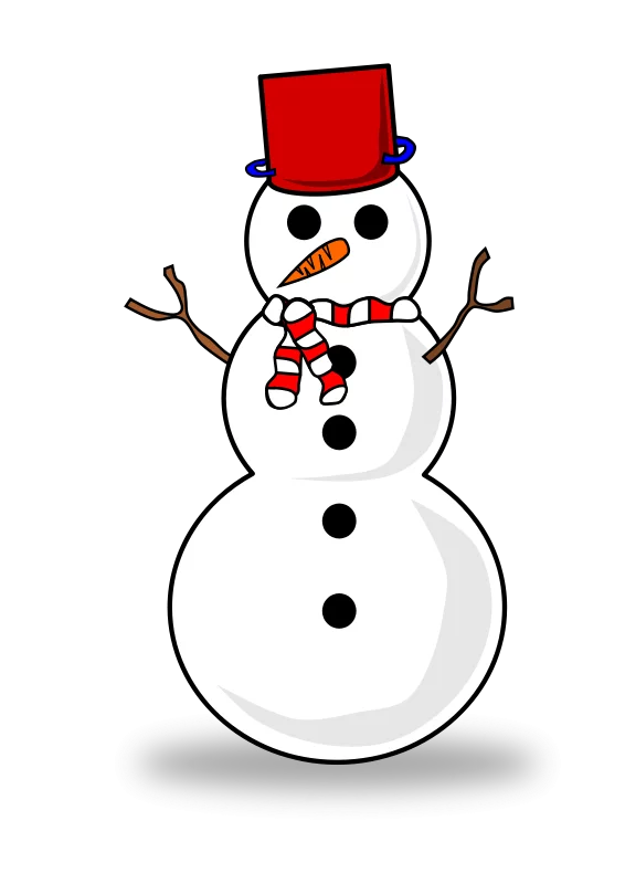 Festive Winter Snowman Clipart with Red Top Hat and Candy Cane Scarf