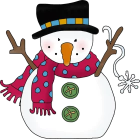 Festive Winter Wonderland Snowman Clipart with Colorful Scarf and Top Hat